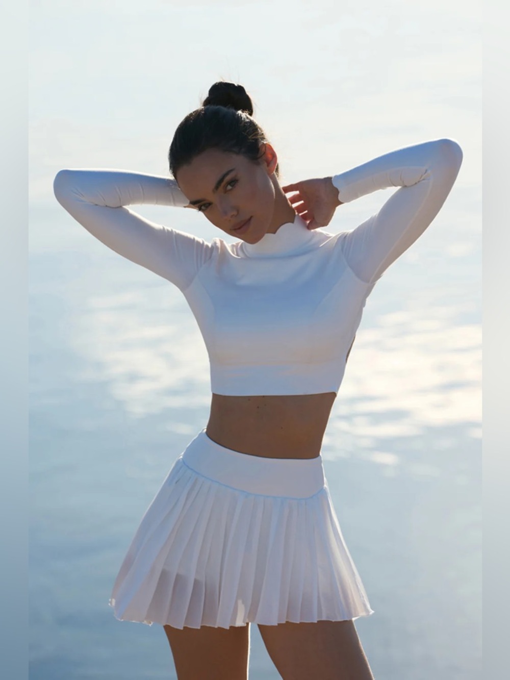 Wiskii Active Lite Pleated Asymmetric Tennis Skirt Ivory Size Small